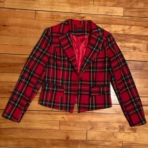 ModCloth Countess Red Tartan Plaid Blazer